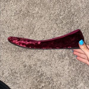Size 9 Ruby Red Velvet Flats
